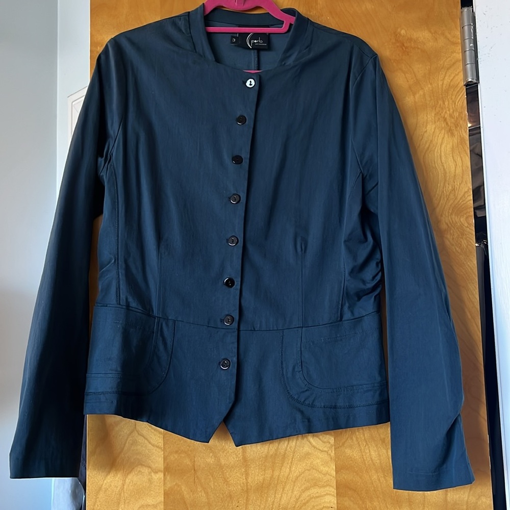 Porto Navy Lightweight Button-Front Jacket - Picture 3 of 4